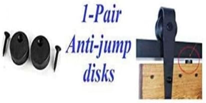 Sliding Barn Door Anti Jump Disk Block, Top Mount Door Guide Block for Wood Panel, Black Plastic Roller Prevents Derailment, Easy Install Hardware Kit, 2 Pack