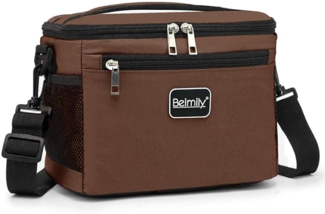Generic BEIMILY Lunch Bag for Women/Men,Reusable Lunch Box Small Cooler Bag Soft Sided,Leakproof Cooler Bag for Office Work Picnic Beach with Adjustable Shoulder Strap (coffee brown), 2311A