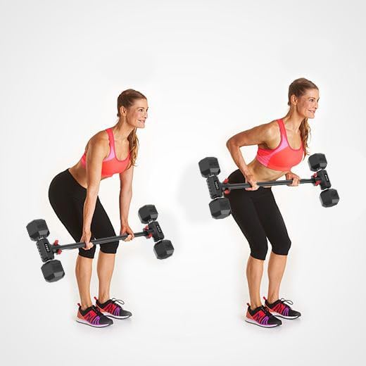 Dumbbell Converter by SEWD – Turn Dumbbells into Barbell Set – Adjustable Weights & Up to 220LB Capacity Barbell for Home Gym Full Body Workouts – Red