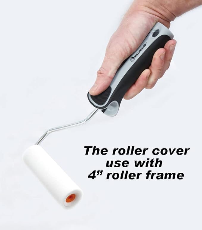 ROLLINGDOG Mini Foam Roller Paint - Paint Roller Covers,Concave Design High Density Foam Roller Refills for Smooth Even Painting(4 Inches,4PC)