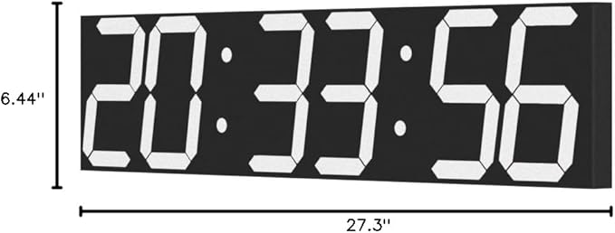 CHKOSDA Digital Wall Clock, Oversize Led Digital Clock with Auto Dimmer, Huge Countdown Timer with Remote Control, 27" Wide Led Display, 6 Digits, Wall Mount, Date and Temperature (White)