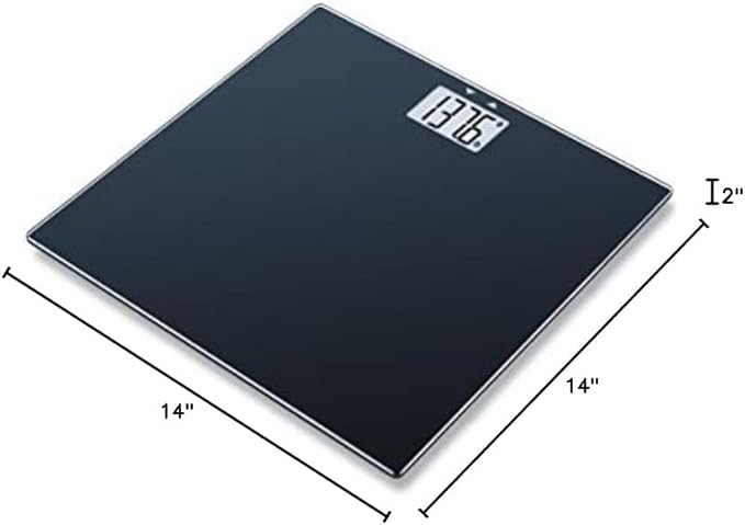 Beurer GS435B Glass Bluetooth Scale for Body Weight with BMI Composition Measurement, Smart Digital Bathroom Scales Connects with Health App Analyzer, Weigh in Kg and Lbs, Black