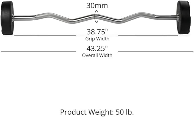 Rubber Curl Fixed Barbells, Pre-Loaded Weight Bar for Strength Training & Weightlifting