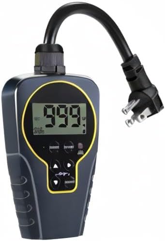Techbee 1 s to 999 h Short/Long On-Off Interval Repeat Cycle Timer Plug Outlet with Countdown and Light Sensor, Waterproof for Outdoor (15A 1HP)