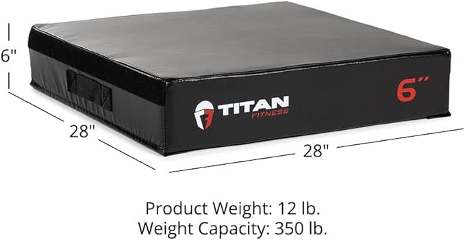 Titan Fitness 6" Stackable Soft Foam Plyometric Box, High Density EPE Foam Core Plyo Box, Step Up Exercise Platform, Box Squat, Step-Up, Box Jumps for Home Garage Gym Training