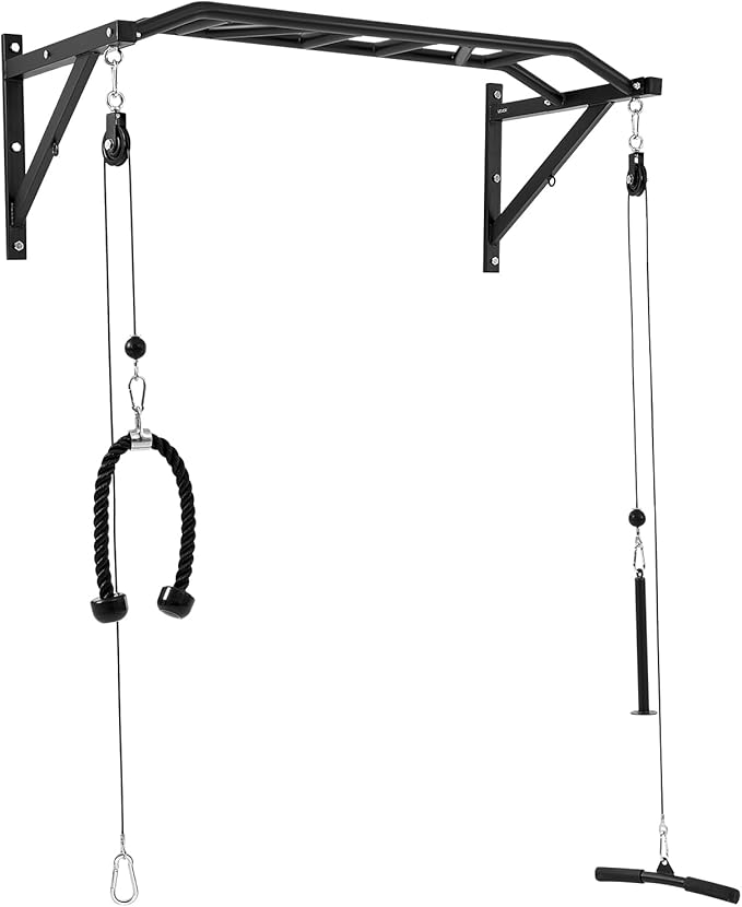 VEVOR Pull Up Bar, Multi-Grip Wall Mounted Pull Ups, 50 in Width Multifunctional Chin Up Training Station, Heavy Duty Steel Upper Body Workout Bars with Hangers, 440 lbs Weight Capacity, for Home Gym