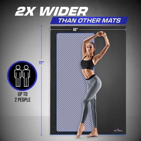 Sensu Large Exercise Mat – Extra Thick Non-Slip Workout Mat for Home Gym, Durable Shoe-Friendly Fitness Mat for Strength Training, Stretching, Cardio, and Balance Workouts (Multiple Sizes)