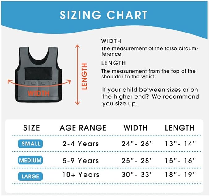 Weighted Vest for Kids - Compression Vest for Children with Sensory Issues, Autism, ADHD - Adjustable Kids Weighted Vest Includes 6 Removable Weights (Small, Ages 2 to 4)