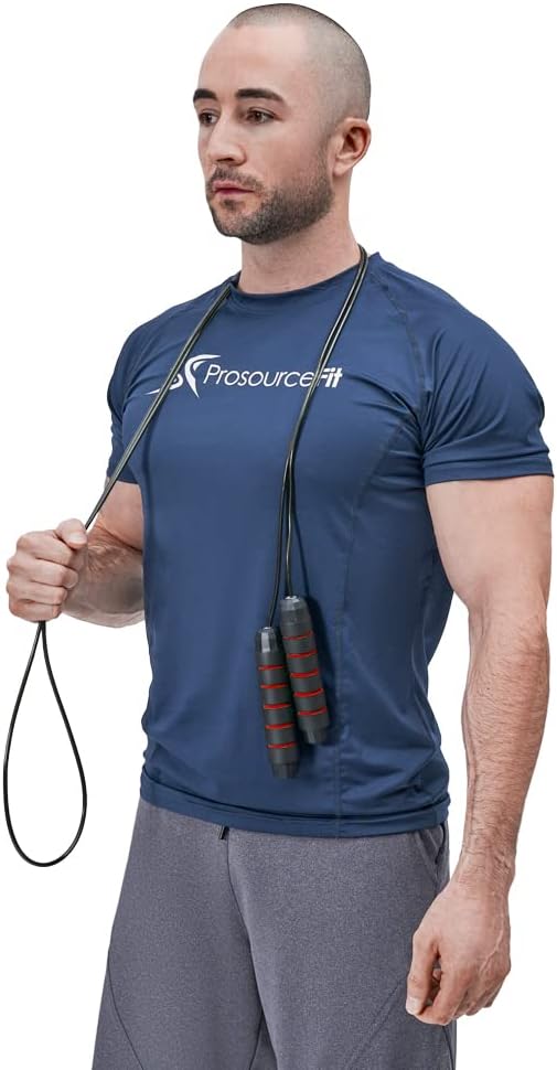 ProsourceFit Speed Jump Rope up to 8 Foot Adjustable Length for Men and Women, Foam Handles, Ultra Light Rope for Boxing, Jumping Exercises and Cardio Workout