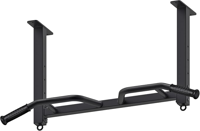 Kipika 32" Ceiling Mounted Pull Up Bar - Heavy Duty, Highly Adjustable, Multifunctional Chin Up Bar - Home Gym System with Punching Bag Hanger and Resistance Bands Training