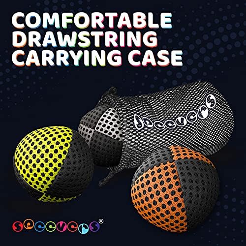 speevers Juggling Balls for Beginners and Professionals Set of 3, 14 Colors Available, 2 Layers of Net and Carry Case, Xballs Juggling Balls (3 Color Mix, 2.5 oz)