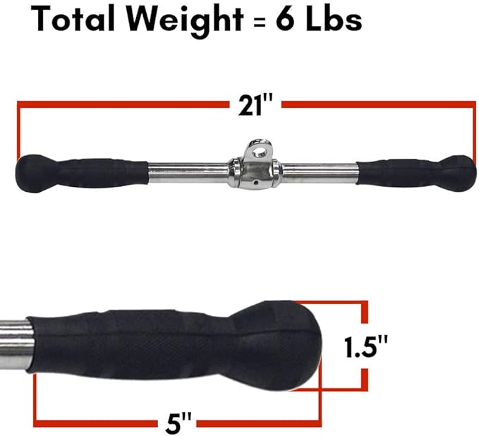 Body-Solid Tools MB022RG 21 in. Pro-Grip Revolving Straight Bar Attachment for Cable Machines