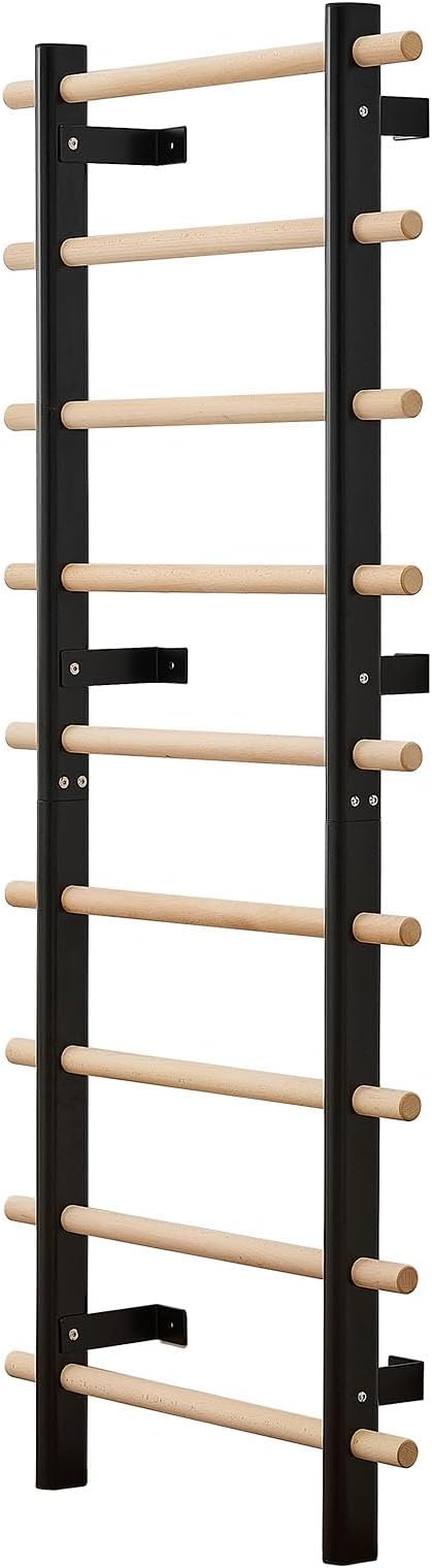 VEVOR Swedish Ladder Wall Gym, 9-Level Swedish Ladder Suspension Trainer, 330LBS Loading Solid Wood + Carbon Steel Gymnastics Stall Bars for Adult, Compatible with 3.15" x 3.15" Power Rack Accessories