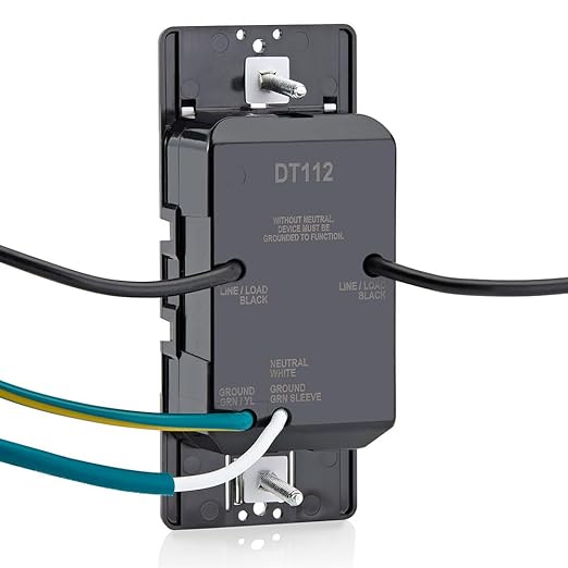 Leviton Countdown Timer Switch for household lights, heaters and exhaust fans, 2-4-8-12 hour, No Neutral Wire Required, Single Pole, 15A, 1/2 HP/9.8A Fan/Motor, DT112-1LW, White