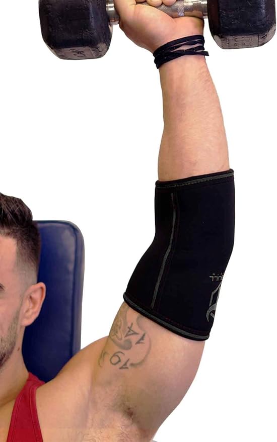 Elbow Sleeves 5mm (1 Pair) - High Performance Elbow Sleeve Support for Weightlifting, Weight Training & Powerlifting - Best Compression Straps - for Men and Women (X-Small, Black/Black)