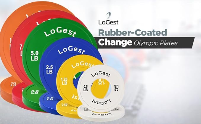 Logest Pair Olympic Plates - Barbell Weights Set of 2 Weight Plates for Olympic Bars Perfect for Strength Training Plates Exercise Balance Increase Available in 0.50LB 1.25LB 2.5LB 5LB 7.5LB 10LB Weight Plate