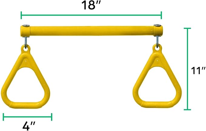 Jungle Gym Kingdom Swing Sets for Backyard, Monkey Bars & Swingset Accessories - Set Includes 18" Trapeze Swing Bar & 48" Heavy Duty Chain with Locking Carabiners - Outdoor Play Equipment (Yellow)