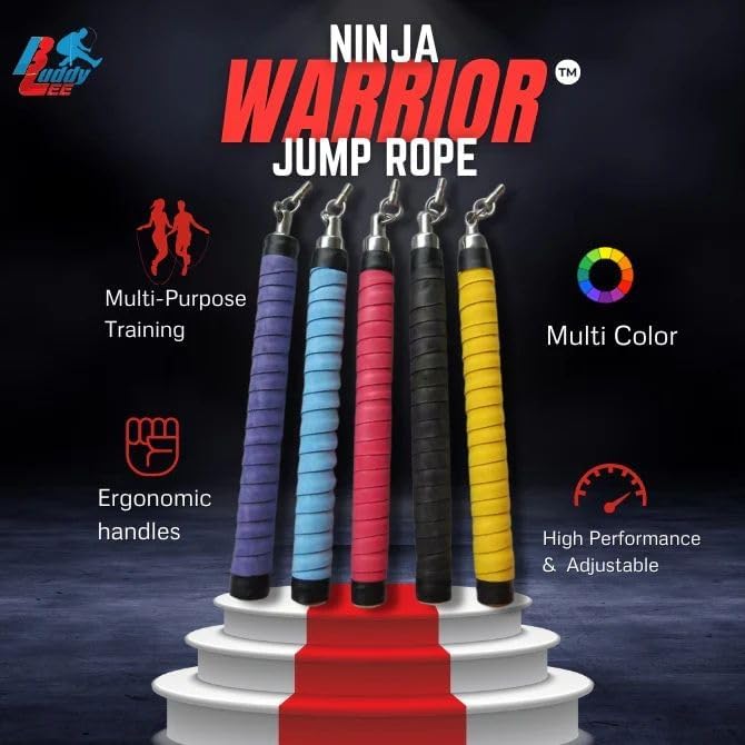Buddy Lee Ninja Warrior Jump Rope – Adjustable Speed Rope for Fitness, HIIT, CrossFit & Boxing – Tangle-Free with Precision Ball Bearings – Durable, Lightweight & Ergonomic Handles (Purple)