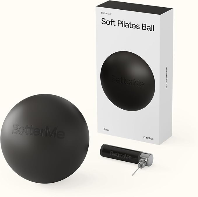 BetterMe Soft Pilates Ball β 8 Inch Mini Exercise Ball for Pilates, Yoga & Core Training β Small Stability Ball for Women β Portable Workout Tool