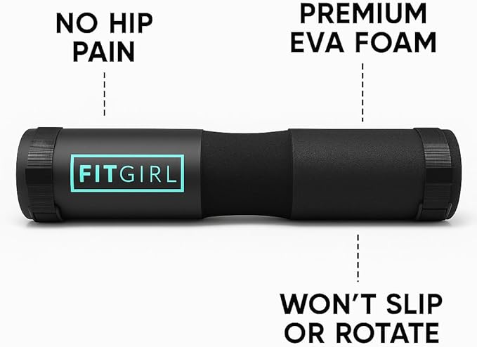 FITGIRL - Squat Pad and Hip Thrust Pad for Leg Day, Barbell Pad Stays in Place Secure, Thick Cushion for Comfortable Squats Lunges Glute Bridges, Olympic Bar and Smith Machine