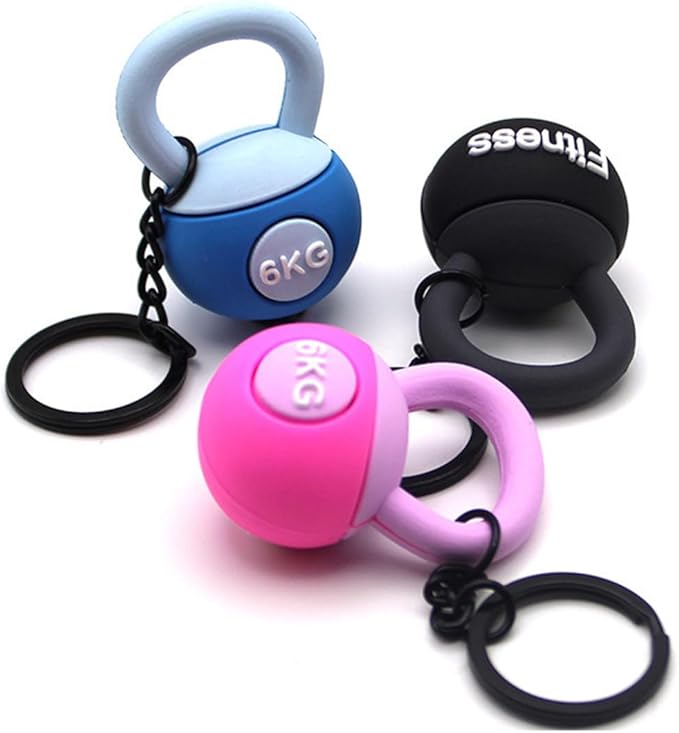 Kettlebell Keychain for Gym Bag Workout Keyring, Fitness Charm for Keys, Backpack, Phone Case Weightlifting Gift for Men & Women (Pink, Blue, Black)