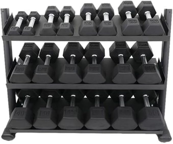 TKO 3-Tier Dumbbell Rack & Kettlebell Rack | Perfect for Any Home Gym | Black Weight Stand | Keep Your Workout Area Clean & Safe