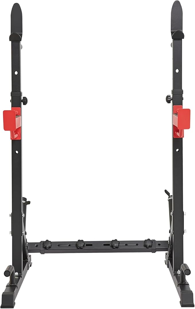 VEVOR Squat Stand Power Rack, Multi-Functional Barbell Rack with Hook, Weight Plate Storage Attachment, Adjustable Free Bench Press Stands, Max Load 600 Lbs Steel Exercise Squat Stand for Gym/Home Gym