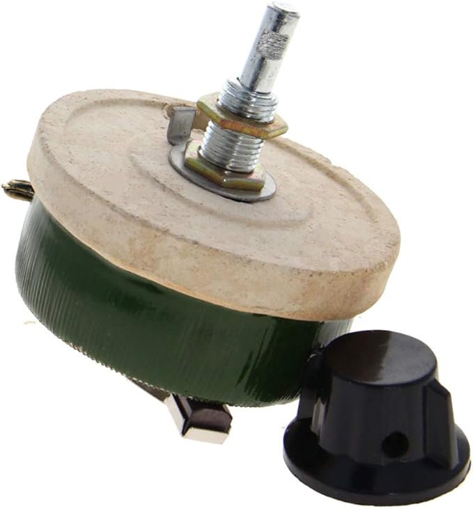 Jutagoss 50W 200 Ohm Rheostat, Wirewound Ceramic Potentiometer, Round Variable Sliding Resistor with Black Knob, Adjustable Resistor 1Pc