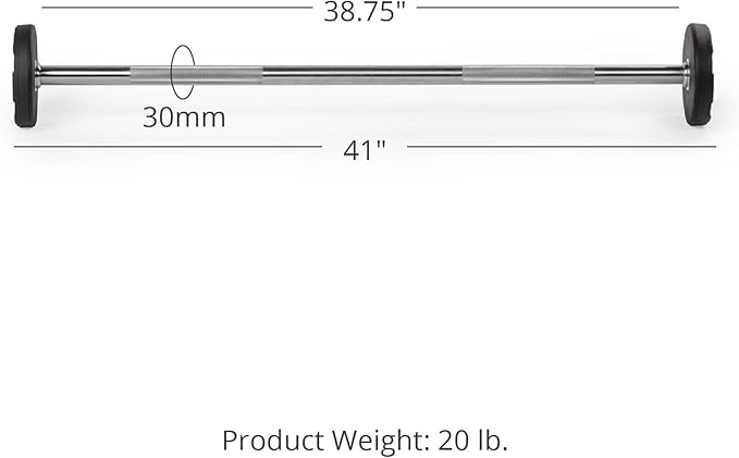 Rubber Curl Fixed Barbells, Pre-Loaded Weight Bar for Strength Training & Weightlifting