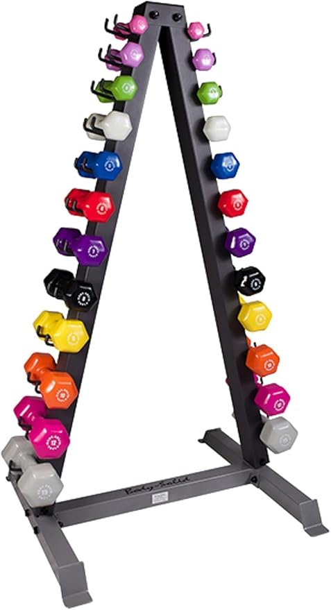 Body-Solid (GDR24B) Vertical Dumbbell Rack Stand Only, Storage for 1lb to 15 lbs Dumbbells, Home Gym Weight Rack Holds 12 Pairs of Vinyl Neoprene Dumbbell