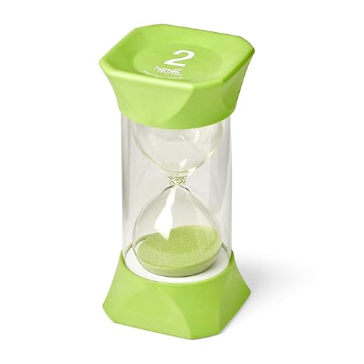 hand2mind Jumbo 1, 2, 5, and 10 Minute Sand Timer Set with Soft Rubber End Caps, Hourglass Timer, Visual Timer for Toddlers, Calm Down Corner, Time Out Timer, Large Classroom Timer (Set of 4)