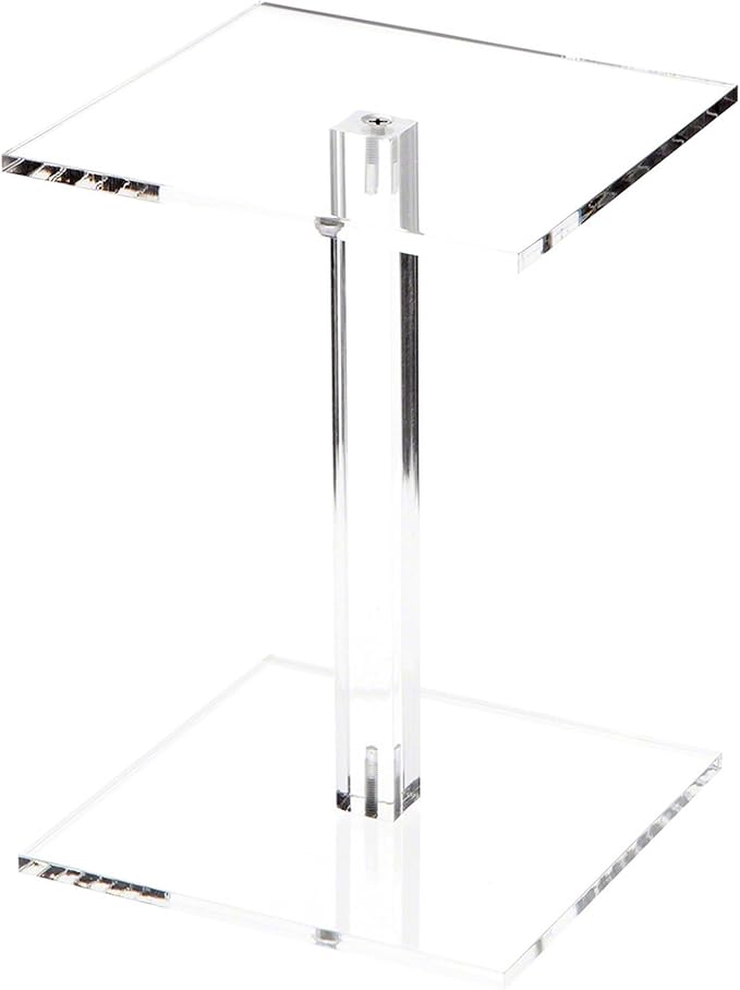 Plymor Clear Acrylic Square Barbell Pedestal Display Riser, 8.5" H x 6" W x 6" D (1/4" thick) (2 Pack)