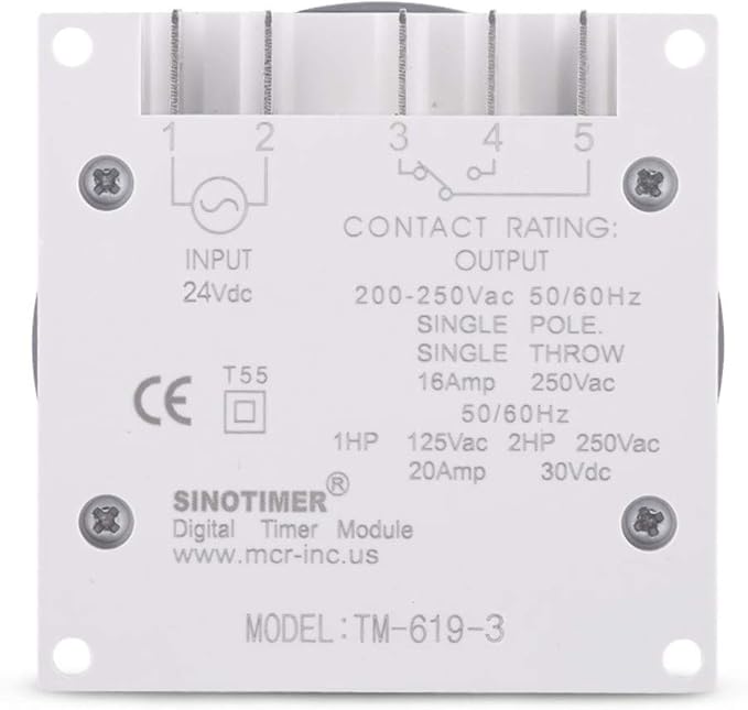 TM619 Timer Switch Digital LCD Power Timer Switch Weekly Programmable Thinner Model 16A 1NO+1NC (TM619-3 24V)
