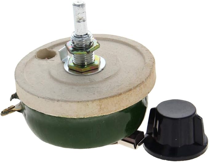 Jutagoss 50W 300 Ohm Rheostat, Wirewound Ceramic Potentiometer, Round Variable Sliding Resistor with Black Knob, Adjustable Resistor 1Pc