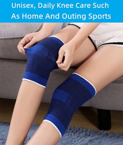 Knee Brace 2 Pack Knee Pads, 1 Pair Knee Braces Compression Sleeves For Women Men, Knee Protector for Knee Pain Joint Protect Knee Support For Sport Running Fitness Football Basketball (Blue)