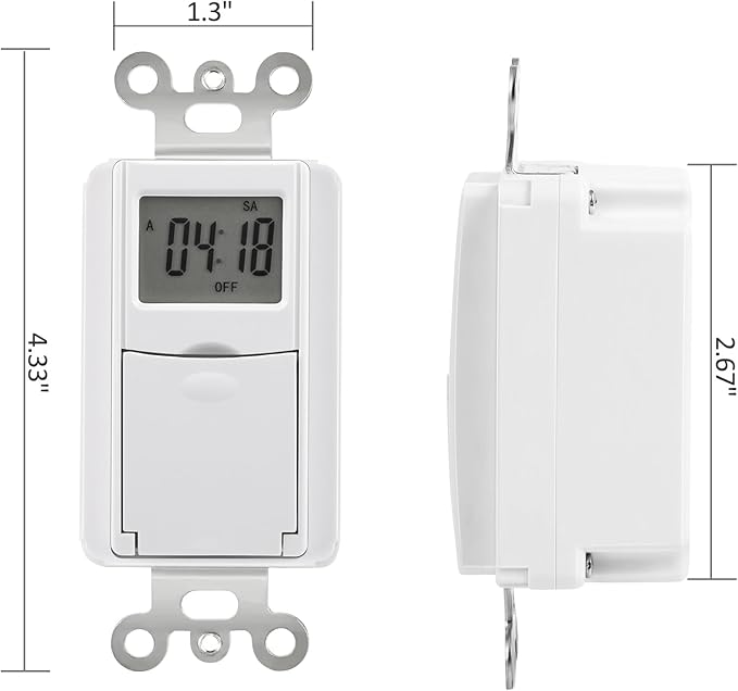 DEWENWILS Indoor in Wall Timer Switch for Light, Single-Pole,7 Day, 7 ON/Off Settings, DST RND Mode, Programmable Digital Switch Timer for Lights, Fans, Motors, Neutral Wire Required, ETL Listed