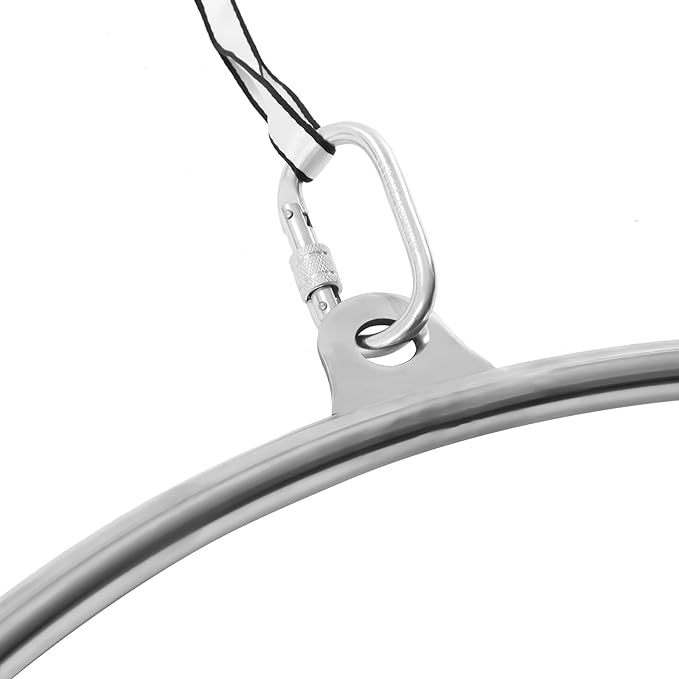 Hoop Gymnastic Equipment, 90cm Aerial Yoga Ring Professional Aerial Lyra Hoop Set Lifting Ring Single Point Yoga Dance Equipment for Dancing, Performing, Maximum Load 253lbs