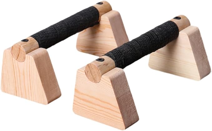 2 Pieces Push up Bar Wooden Parallettes Bar Pushup Handles Portable Anti Slip Push up Stand for Exercise Gymnastics Workout