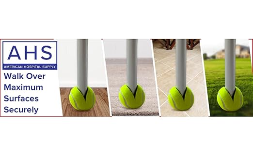 AHS American Hospital Supply Tennis Balls for Walker Legs | Tennis Balls for Walkers for Seniors | Easy Installation Walker Gliders | Pack of 4 Precut Tennis Balls, Yellow