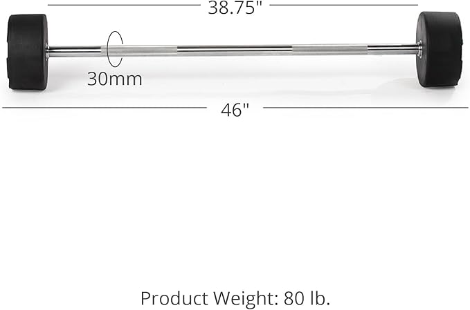 Rubber Curl Fixed Barbells, Pre-Loaded Weight Bar for Strength Training & Weightlifting