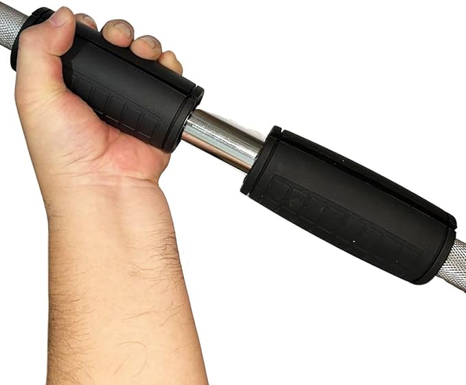 Thick Bar Adapter for Standard Barbells, Pull Up Bar and LAT Pull Down Cable Machine Attachment - Durable Silicone Rubber Dumbbell Handle Grips for Weight Lifting & Fitness Training