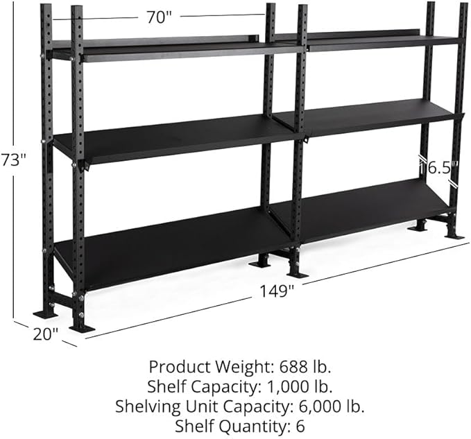 Titan Fitness Elite Series Extension Unit Mass Storage System for Dumbbell Kettlebell Slam Ball Storage, Bolt-On Adjustable Shelves