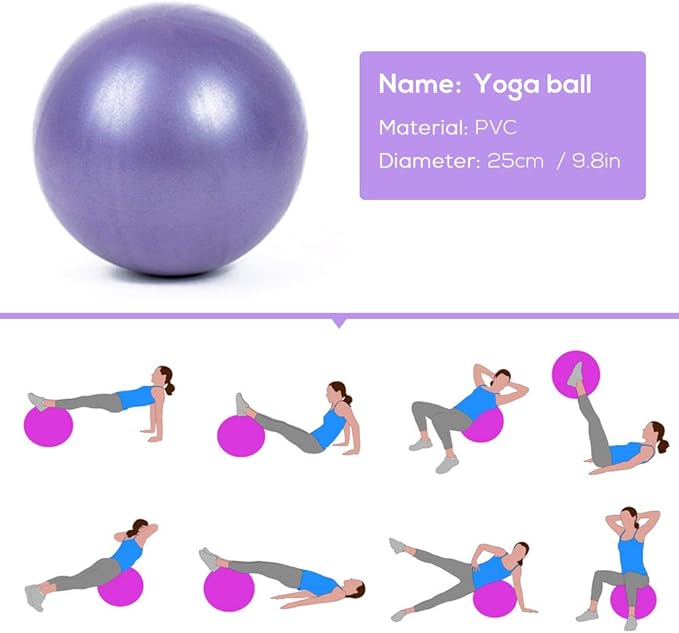MoldFun Mini Yoga Pilates Ball 10 Inch for Stability Exercise Training Gym Anti Burst and Slip Resistant Balls with Inflatable Straw