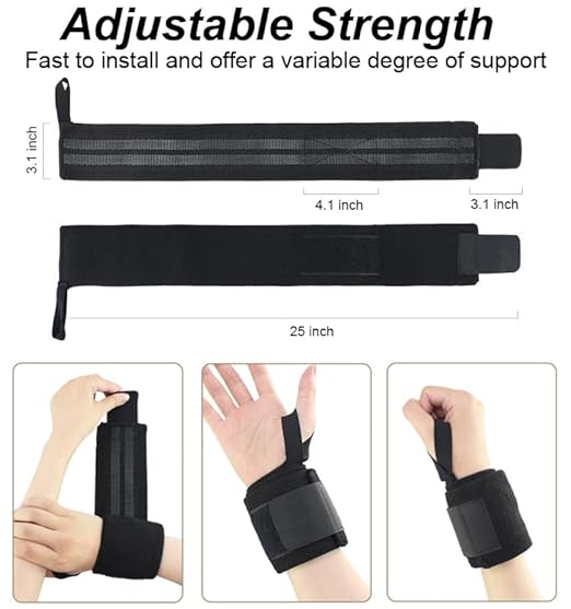 SUJAYU Wrist Wraps Wrist Brace Wrist Straps for Weightlifting, 1 Pair Lifting Straps Wrist Weights Carpal Tunnel Wrist Brace, Wrist Brace for Working Out Gym Accessories for Men (Black)