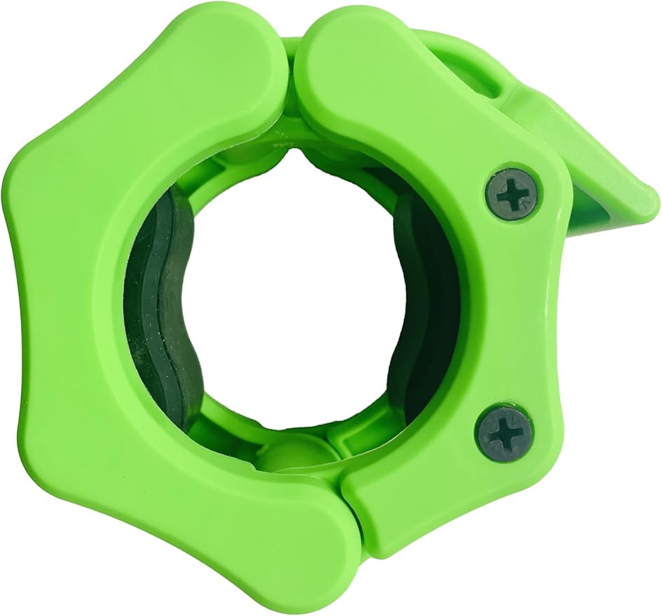Olympic Barbell Clamps Collars Quick Release Pair Weight Clips for 2 inch Barbell (NEON GREEN)