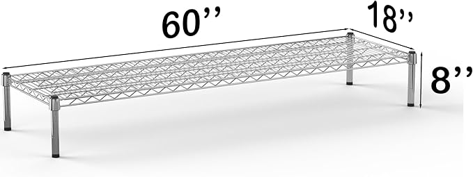 18''W x 60''L x 8''H Chrome Plated Wire Dunnage Rack | Off The Floor Storage