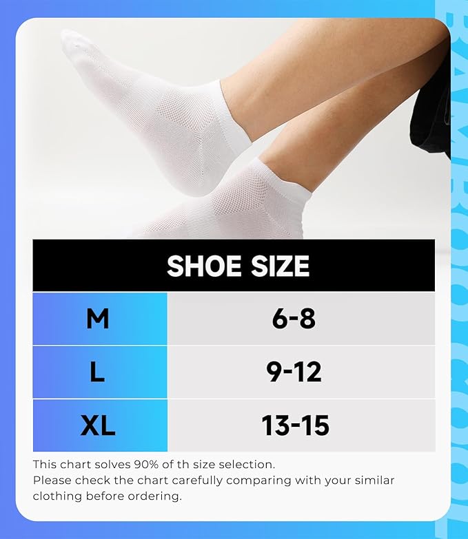 BAMBOO COOL Men's Ankle Socks Athletic Low Cut Heel Tab Cushioned Moisture Wicking, Running Arch Support Breathable, 8 Pack
