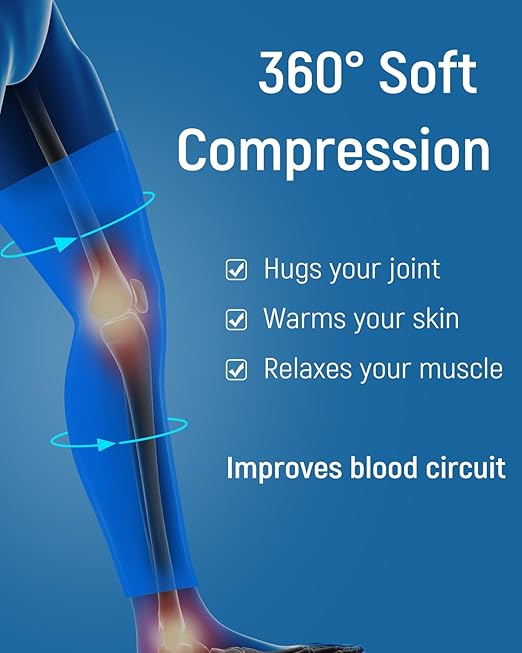 Leg Compression Sleeve - Full Length Knee Sleeve Covers Thigh, Knee and Calf, Stays in Place for Sports, Soft and Elastic for Comfort, Large