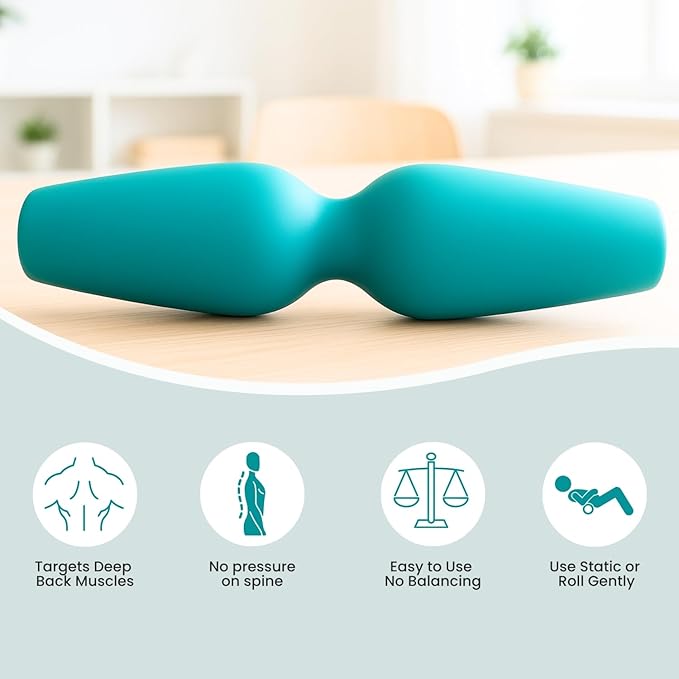 Foam Back Roller for Back Pain Relief – Upgraded 100% Flexible Silicone that Wraps Around the Spine, Softer Than Hard Foam Rollers, but Firm Enough for Deep Muscle Relief