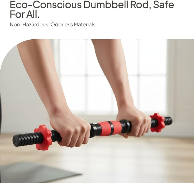 DYNWAVE 2X Dumbbell Handle Dumbellsweights Set Sturdy with 4 Collars Barbell Bar for Workout Strength Training Fitness Gym Attachment